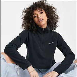 NEW NWT COLUMBIA GLACIAL CROPPED FLEECE HALF ZIP WOMENS L LARGE BLACK ASOS